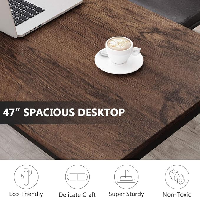 Tribesigns Modern Simple Computer Desk 47 inch Vintage Office Desk Computer Table Study Writing Study Desk Workstation for Home Office Rustic Brown