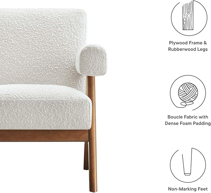 Modway EEI-6502-IVO Lyra Boucle Fabric Armchair Ivory