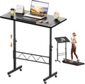 COMHOMA Small Standing Desk Adjustable Height &amp Tiltable Tabletop Mobile Stand Up Desk for Laptop Portable Computer Table for Home Office Work and Walking Pad Treadmill Height 30.7-46.4 Blac