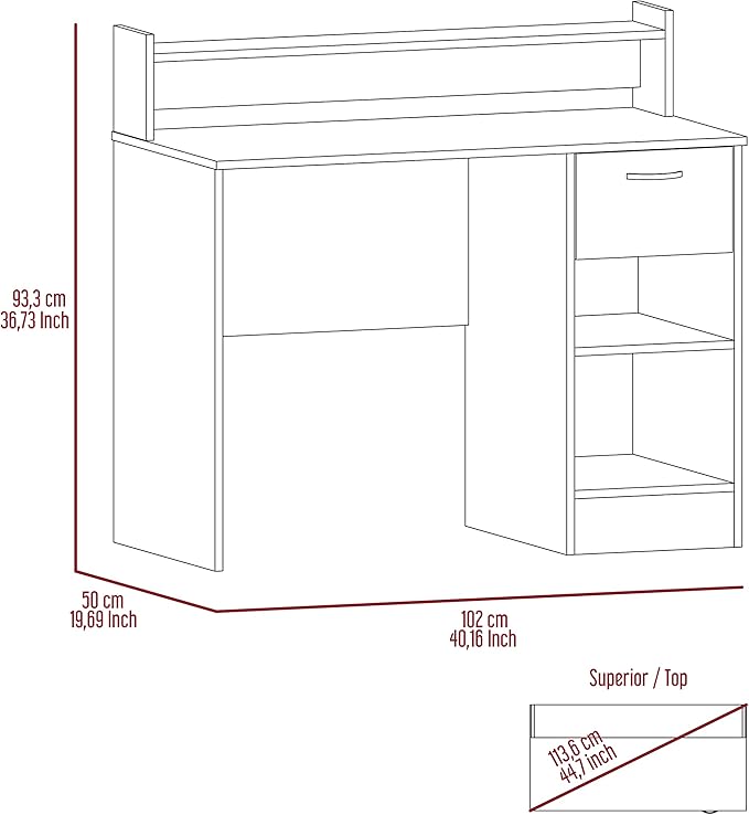 Home Office Desk Writing Computer Desk Multiple Shelves One Drawer40.2 Inches Wide