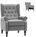 Recliner Wingback Chair Modern Linen Fabric Push Back Recliner Chairs Linen Fabric Single Sofa Lounge Chair Manual Recliner Chai for Adults Living Room Bedroom (Gray)