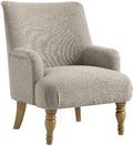 Modway Ellington Living Room Accent Armchair in Linen – Fabric Upholstered Reading Arm Chair with Wooden Legs – Modern Lounge Chair with French Piping Trim
