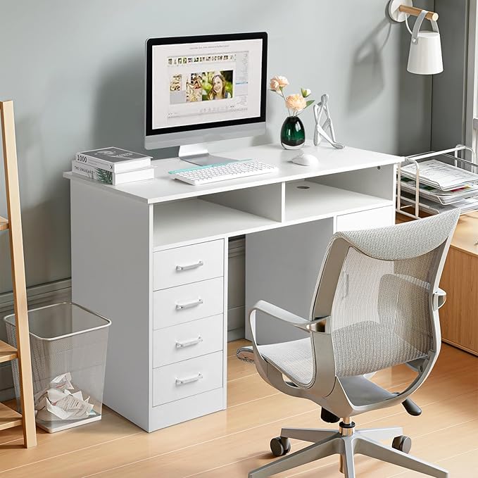 Home Office Desks Laptop Desk Compact Side Table Writing Table with Storage Cabinet Corner Computer Desk with Storage Cabinet Corner Home Office Desk for PC Executive Writing Study Work 120x50x78CM