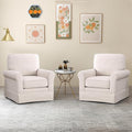 INZOY Swivel Accent Chair Set of 2 Mid Century Modern Chair Comfy Swivel Barrel Reading Chair Upholstered Square Chair for Living Room Bedroom Small Spaces Fully Assembled Beige