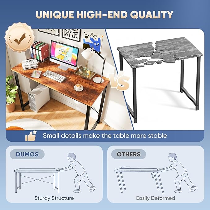 DUMOS 40 Inch Small Computer Office Desk Modern Simple Style Writing Study Work Table for Home Bedroom - Modern Brown