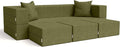 Jaxx Zipline Convertible Sleeper Sofa &amp Three Ottomans/California King-Size Bed Moss