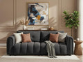 91.5 W Cloud Boucle Sofa for Living Room Modern Comfy Boucle Couch with Rolled Arms and Soft Pillows Teddy Oversized Loveseat for Apartment Studio Bedroom Dark Grey