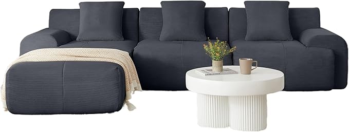 110 Cloud Sectional Couches for Living Room Modern Modular L-Shape Sofa Couch with Chaise 3 Seater Modular Sectional SofaNo Assembly Required (114Dark Gray)