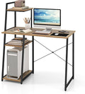 Giantex Computer Desk with Shelves 47.5” Home Office Desk with Bookshelf Host Stand Metal Frame PC Laptop Workstation Modern Study Writing Desk for Bedroom Small Space (Natural &amp Black)