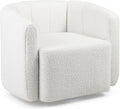 GOFLAME Swivel Barrel Chair Upholstered Sherpa Accent Chair with Curved Backrest &amp Armrests Reading Armchair Modern Club Tub Sofa Chair for Living Room Bedroom Study
