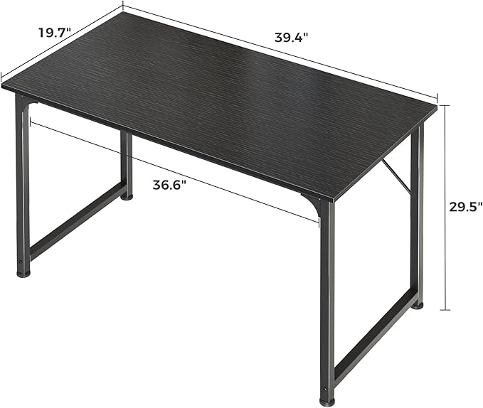 Huuger Modern Simple Office Desk 40 Inch Gaming Desk with Storage Black Metal Frame Large Legroom
