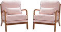 Softa Accent Chairs Set of 2 Mid Century Modern Armchairs with Solid Wood Frame &amp Lumbar Pillow Comfy Lounge Reading Chairs Farmhouse Armchairs for Living Room Bedroom Balcony (Corduroy Pink)