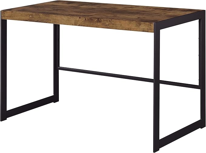 Coaster Home Furnishings – Estrella – Engineered Wood – 47-Inch Writing Desk with Farmhouse Style Gunmetal Legs and Spacious Top – Home Office &amp Living Room – Rustic Nutmeg - 800655