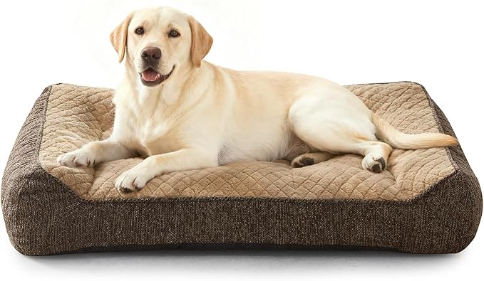 JOEJOY XL Orthopedic Dog Beds Large Sized Dog Extra Thick Supportive Big Dogs Couch Bed with Sides Ultra Soft Pet Bed Sofa for Large Dogs Brown 42''x30''
