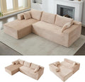 110 Modular Sectional Sofa with L-Shape Chaise Boneless Cloud Couch with Deep Seat Sponge Compression Sofas No Assembly Required Upholstered Couches for Living Room Bedroom (Corduroy Beige)