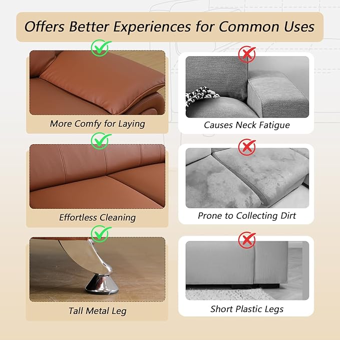 Leather Couch SetModern Sofa for Living Room Furniture Sets46 Modern Chair for Living Room/Office/Bedroom/Apartment(Khaki)