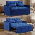 3 in 1 Convertible Sleeper Sofa Futon BedModern Velvet Pull Out Couch Bed with Reclining Backrest&amp2 Pillows54 Full Size Small Love Seat Lounge Couches for Small SpacesLiving Room (Dark Blue)
