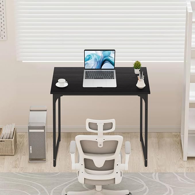 Computer Desk 32 Inch Office Desk with Metal Frame Home Office Desk Modern Simple Style for Small Space Home Office Living Room Bedroom Black