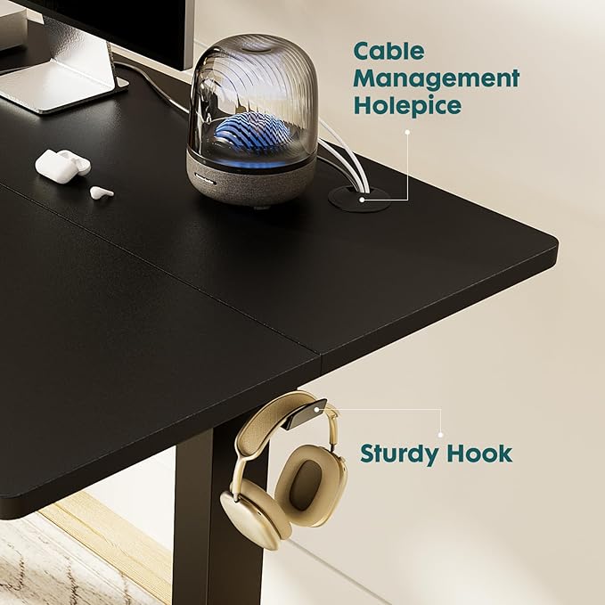 Simple Deluxe Electric Standing Desk Adjustable Height Stand up Desks 24x55 Inches Sit Stand up Desk with Cable Management Ergonomic Rising Computer Table with Memory Preset Black