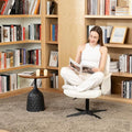 FurnitureR Relax Chair Featuring Fashionable Loop Yarn 12.6 INCHES X Base. Unique Living Room Chair with 360° Swivel Function and Height Adjustment Function White