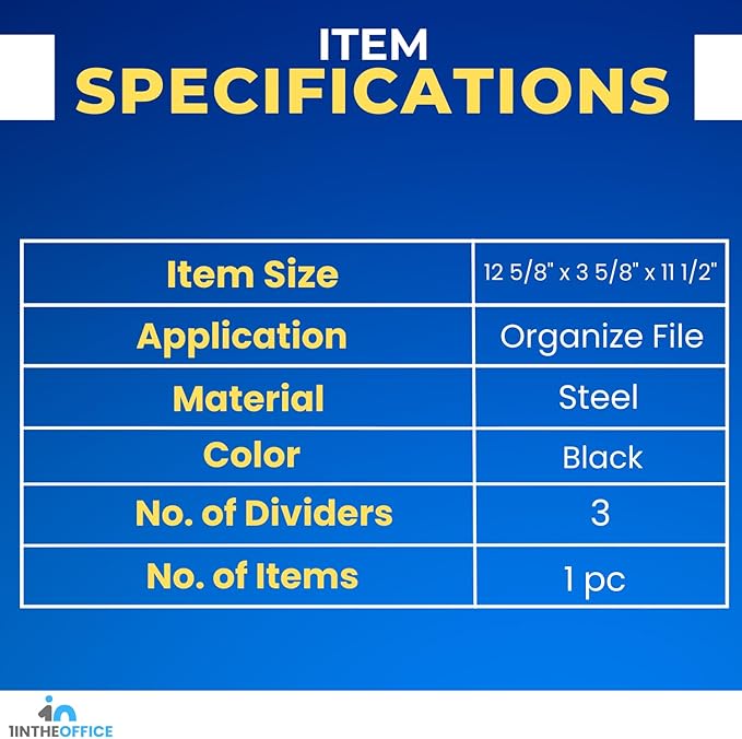 1InTheOffice 3 Tiers File Folder Organizer Desk Sorter Black Mesh