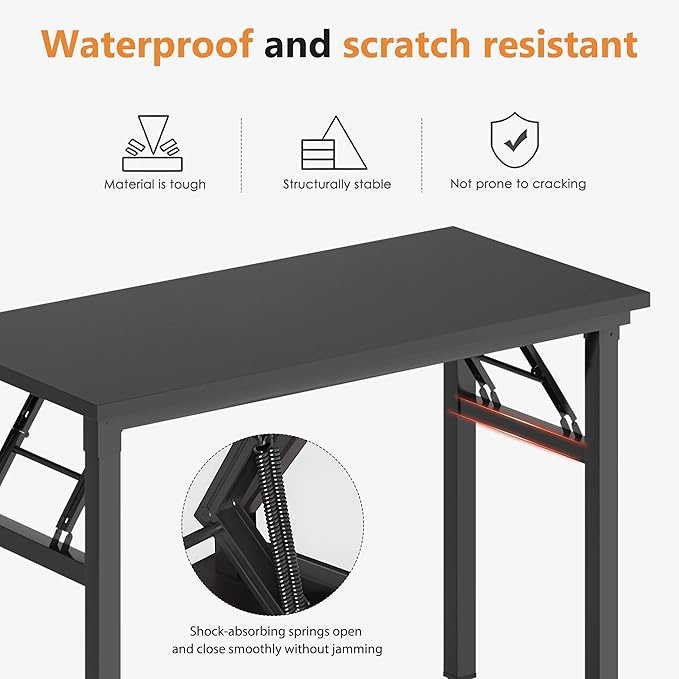 Folding Desk 31.5 inch No Assembly Folding Desks for Small Spaces Sturdy Foldable Computer Desk Multi-Purpose Home Office Desks Study Writing Desk Office Table Workstation for Home Office Outdoor
