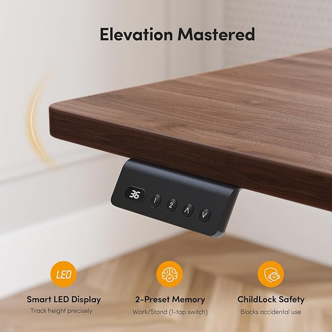CubiCubi L Shaped Standing Desk 75 x 63 Inch Adjustable Height Electric Corner Desk Sit Stand Home Office Desk with Splice Board Black Walnut(2 Packages