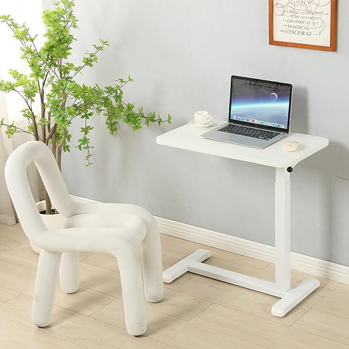 Height-Adjustable Mobile Standing Desk 30 Rolling Laptop Table with Gas Spring Riser &amp Wheels Ideal for Offices Home Medical or School Use Circular Table Leg Design for Smooth Rolling