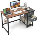 Tangkula 48-Inch Computer Desk with 2 Drawers Modern Home Office Desk with Hanging Hook &amp Storage Shelf Multipurpose Writing Desk for Study Bedroom (Rustic Brown 48)