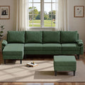 4-Seat U-Shaped Modular Sofa with Double Storage Ottoman - Space-Saving Convertible Lounge Couch for Home &amp Office Green