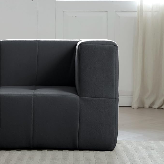 Modular Sectional Sofa Couch Modern Compressed Sofa 3-Seat Foam Couch for Living Room Apartment Studio Office (Black)
