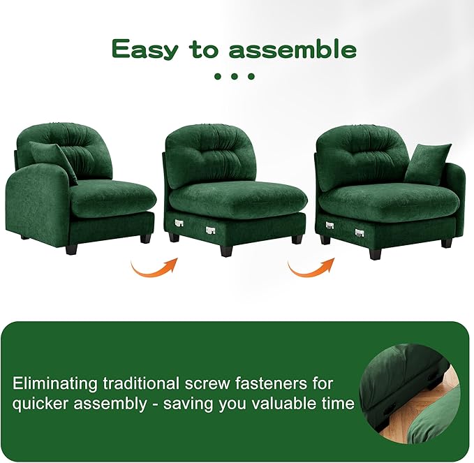 107'' Chenille Modular Sectional Sofa Ultra-Soft Comfort Memory Foam Cloud Couch with Pillows Sectional Couches for Living Room