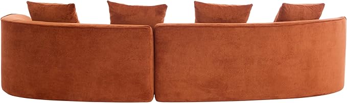 Christopher Knight Home Braebt 126 Modular Sofa with 4 Throw Pillows Curved 5-Seater Large Sofa Couches Comfy Upholstered Sectional Cloud Couch for Living Room No Assembly Required Dark Orange