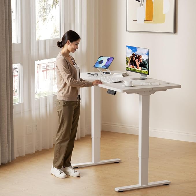 Electric Dual Motor Standing Desk Frame with 3 Memory Controller Adjustable Ergonomic Sit Stand Up Desk Base Workstation for Home OfficeWhite Frame Only