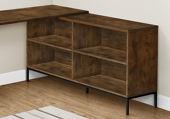 Monarch Specialties I 7490 Computer Desk Home Office Corner Storage Drawers 60 L L Shape Work Laptop Metal Laminate Brown Black Contemporary Modern