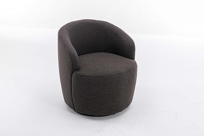 360° Gray Teddy Swivel Accent Chair for Living Room Small Round Swivel Chairs with Metal Base for BedroomBarrel Chairs for Bedroom Corner Or Small Spaces Cozy (Gray)