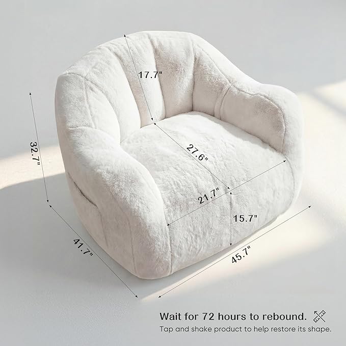 Giant Bean Bag Chair for Adults Shell-Shaped Oversized Bean Bag Couch with Armrests &amp Side Pockets Stuffed Floor Sofa for Reading Playing &amp Relaxing Beige