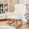 Nursery Rocking ChairUpholstered Glider Rocker with High Backrest for Living Rooms Bedrooms Offices (Beige Teddy)