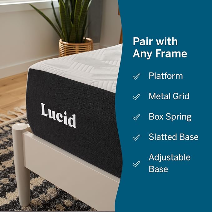 Lucid 10 Inch Memory Foam Mattress - Medium Feel - Infused with Refreshing Bamboo Charcoal and Cooling Gel - Bed in a Box - Temperature Regulating - Pressure Relief - Breathable - Full XL Size