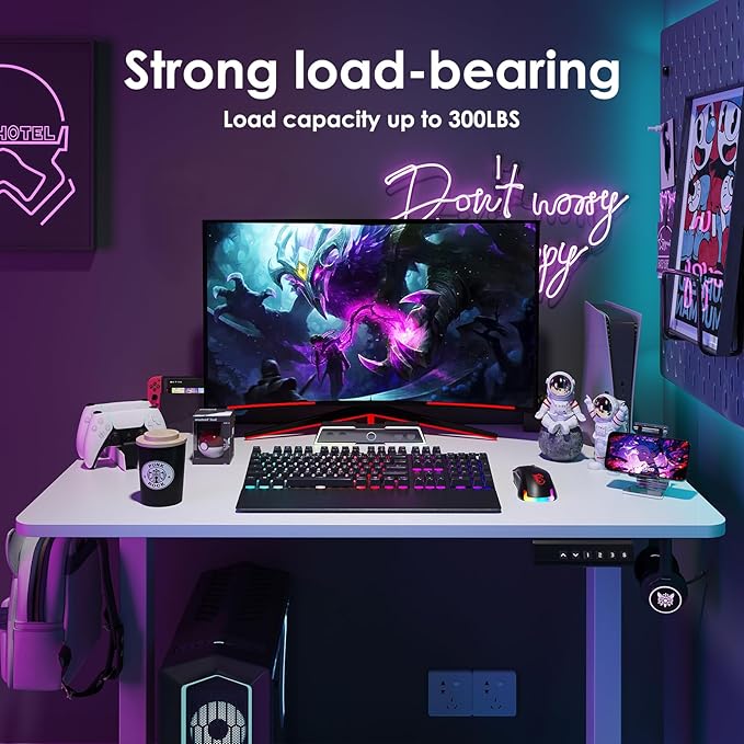 Soohow Electric Standing Desk 40 * 24 Inches Adjustable Computer Gaming Desk Stand up Office Desk for Home Office Bedroom Splice Board White and White