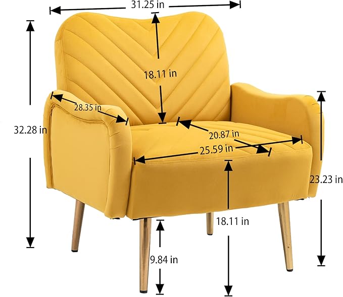 Velvet Chair Accent Chair/Living Room lesiure Chair with Metal feet