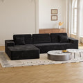 109 L Shaped Cloud Modular Sectional Couch w/Lounge Chaise Plush Corduroy Boneless Couch in a Box Comfy Modern Modular Sectional Sofa for Living Room Bedroom Apartment Corner (Black Left Facing)