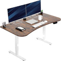 VIVO Electric 63 x 32 in Rustic Standing Desk Memory Height Adjustment 176 lb Frame Support 2E Series Vintage Brown Top White Frame DESK-KIT-2EWN