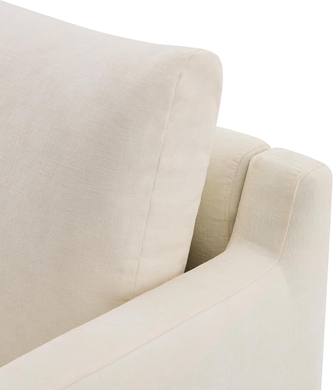Christopher Knight Home Modern Minimalist Accent Chair with Solid Wood Frame Soft Cushions Spacious Seat Living Room Bedroom Reading Chair Beige