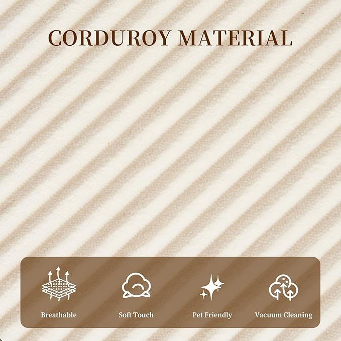 Boneless Cloud Couch with Movable Chaise Ottoman Moudular Sleeper Couch Dual-Core Support Spring &amp High-Resilience Foam 105 Corduroy Couch for Living Room No Assembly Beige