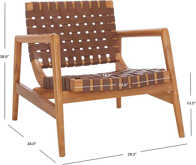 Safavieh Home Collection Bellona Cognac/Natural Leather Woven (Fully Assembled) Accent Chair