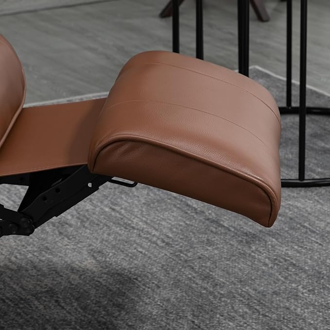 HOMCOM Faux Leather Manual Recliner Adjustable Swivel Lounge Chair with Footrest Armrest and Wrapped Wood Base for Living Room Brown