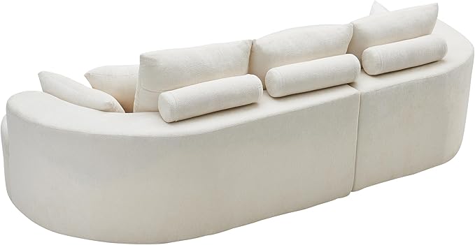 106 Cloud Curve Sectional Sofa with Chaise LoungeModern L-Shaped Couch with 7 Soft PillowsNo Assembly Required Ergonomic Comfort 2-Piece Plush Fabric Sofa Set for Living Room Bedroom Apartment