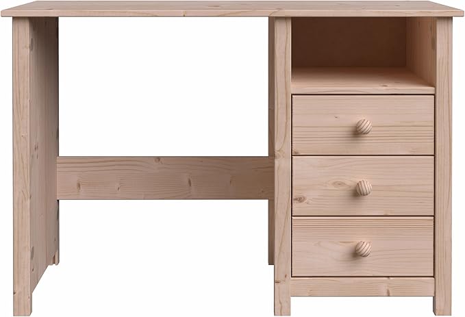 From the Tree Furniture Solid Wood Desk with Drawers – Compact Study Desk for Kids &amp Adults Space-Saving Home Office Writing Table Real Pine Construction