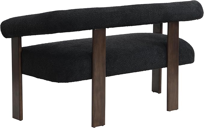 Christopher Knight Home Celen Modern Boucle Fabric Upholstered Loveseat with Round Armrest and Rubberwood Frame Comfy Living Room 2-Seater Sofa Space-Saving Couch for Hotel/Apartment Black + Brown